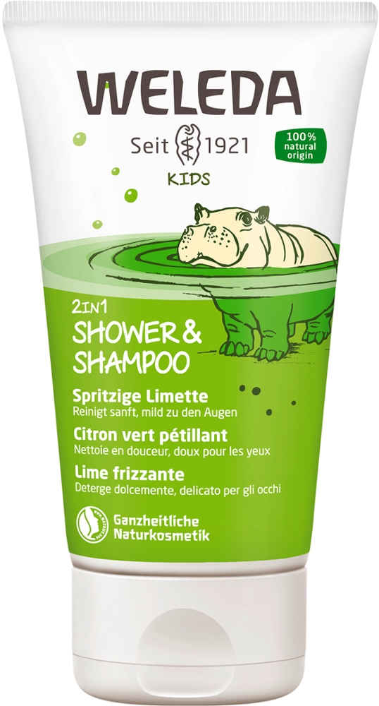 Weleda Kinder Duschgel & Shampoo – Kids 2in1 Shower & Shampoo Spritzige Limette