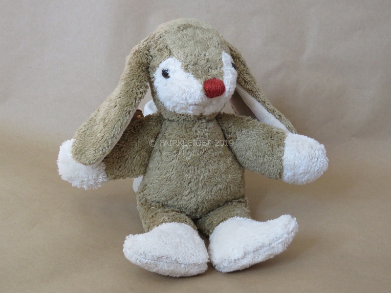 Stofftier Hase mit roter Nase - ca. 30cm groß - Bio, vegan & Fair